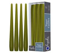 Hyoola Bougies Coniques Hautes - Bougies Haute Coniques Non Parfumées de 250 mm, Vert Olive, Durée de Combustion de 8 Heures - Paquet de 12 Bougies Inodores