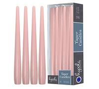 Hyoola Bougies Coniques Hautes - Bougies Haute Coniques Non Parfumées de 300 mm, Rose Clair, Durée de Combustion de 10 Heures - Paquet de 12 Bougies Inodores