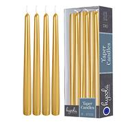 Hyoola Bougies Coniques Hautes - Bougies Haute Coniques Non Parfumées de 350 mm, Or Métallique, Durée de Combustion de 12 Heures - Paquet de 12 Bougies Inodores