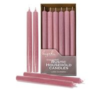 Hyoola Bougies de Table de 25 cm - Pack de 12 - Grandes Bougies Rose - Bougies Rustiques Non Parfumées - Bâtonnets de Bougies à Longue Durée de Combustion