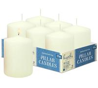 Hyoola Bougies Ivoire Piliers 75 mm x 100 mm - Bougies Inodores Piliers - Pack de 6 Bougies Piliers - Fabrication Européenne
