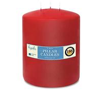 Hyoola Grandes Bougies à Trois Mèches Rouges - 150 mm x 200 mm - Grandes Bougies Piliers Inodores - 188 heures - Bougies Piliers Rouges de Fabrication Européenne