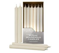 Hyoola Lot de 12 bougies de dner de 25,4 cm Grandes bougies blanches en laine Bougies rustiques non parfumes Bougeoirs combustion longu