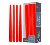 Hyoola Paquet de 12 Bougies Grand Dripless Bougie, Bougie Dîner Unscented Paraffine avec du Coton Wicks 10 Heures Temps Burn 12 Pouces Rouge