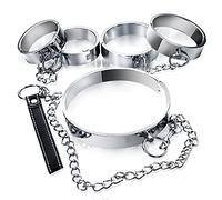 HYOPBSCN Collier en acier inoxydable BDSM, joint torique verrouillable, colliers sexuels extra larges/tour de cou/collier, collier en acier inoxydable, jouets sexuels for femmes et hommes, ensembles d