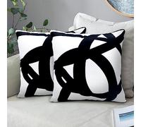 HYOPUO Lot de 2 Housses de Coussin décoratives de Style bohème Noir et Blanc, 45,7 x 45,7 cm, Art Abstrait pour canapé, lit, Maison, extérieur