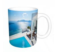 HYOSXC Mug Humour Design Élégant Et Intemporel Tasse Café 11 oz 330ml Céramique Idée Cadeaue,Motif arctique sans couture avec des objets de style linéaire Illustration vecto,impression des deux côtés