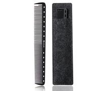 HYOUJIN 605 Peigne de coupe fin en carbone noir résistant à la chaleur 230 ℃ Peigne de coiffeur Master Barber Peignes avec dents fines - 14 trous pour la coupe et la coiffure