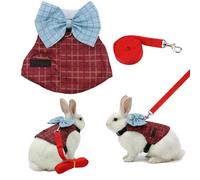 Hypeety Ensemble harnais et laisse pour lapins, gilet de marche doux et réglable pour petits animaux de compagnie avec nœud, anti-fugue, léger et formel, pour animaux de compagnie, lapins, cochons