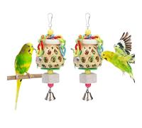 Hypeety Lot de 2 paniers tissés en jonc de mer naturel avec clochette colorée pour perruche calopsitte soleil perruche inséparable