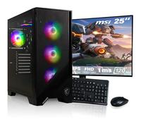 HYPER BYTE - PC Gaming - Kit Complet avec AMD Ryzen 7 5700G | Vega 8 | 16 Go DDR4 RAM | SSD 1 to | Watercooling | Moniteur/Ecran 25 Pouces | Souris & Clavier | AZERTY | Win11 Pro | Ordinateur Pack