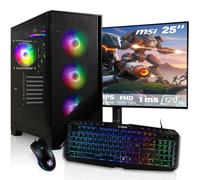 HYPER BYTE - PC Gaming - Kit Complet avec AMD Ryzen 7 5700G | Vega 8 | 16 Go DDR4 RAM | SSD 1 to | Watercooling | Moniteur/Ecran 25 Pouces | Souris & Clavier | AZERTY | Win11 Pro | Ordinateur Pack