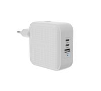 HYPER HJ1003WHWWGL Chargeur Secteur 70W GaN, 2x USB-C (Power Delivery 3.0, PPS) & 1x USB 2.0, Compatible Ordinateur Portable/Smartphone/Tablette