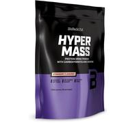 Hyper Mass | Prise De Masse Avec Mélange De Glucides Et De Protéines | Créatine Micronisée | Sans Gluten, 1 Kg, Fraise