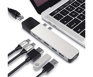 Hyper Net Hub USB C 6 en 2 pour MacBook Pro Air, Dongle USB-C Multi-Ports avec Gigabit Ethernet, 40 Gbit/s/100 W PD, 5 Gbit/s/60 W PD, HDMI 4K30 Hz