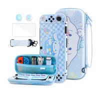 HYPERCASE Étui de transport bleu pour Nintendo Switch OLED, joli sac d'accessoires de voyage pour console Switch OLED, avec coque de protection rigide, protecteur d'écran, bandoulière, 2 capuchons de