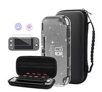 HYPERCASE Étui de transport compatible avec Nintendo Switch Lite, sac de rangement de voyage portable pour Switch Lite avec 8 emplacements pour cartes de jeu, kit d'accessoires pour coque à paillettes