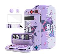 HYPERCASE Joli étui de transport violet pour Nintendo Switch of Bunny, avec coque de protection souple NS Switch, protecteur d'écran, bandoulière et 2 capuchons de pouce