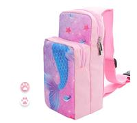 HYPERCASE Joli sac à bandoulière pour Nintendo Switch, étui de transport portable compatible avec Switch Lite et Switch OLED, sac à dos, accessoires pour cartes de jeu et 2 capuchons de pouce - Queue