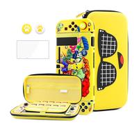 HYPERCASE Kit d'accessoires jaunes pour interrupteur NS, avec étui de transport pour interrupteur portable, coque de protection rigide NS en peau de Peely, protecteur d'écran HD et 2 jolis capuchons