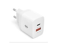 HyperJuice - Adaptateur secteur - 20 Watt - PD - 2 connecteurs de sortie (USB, USB-C) - blanc - Europe