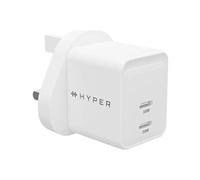 HyperJuice - Adaptateur secteur - GaN - 35 Watt - QC 3.0, Power Delivery 3.0 + PPS - 2 connecteurs de sortie (24 pin USB-C) - blanc - Royaume-Uni