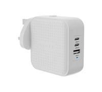 HyperJuice - Adaptateur secteur - GaN - 70 watt - QC 3.0, Power Delivery 3.0 + PPS - 3 connecteurs de sortie (USB, 2 x USB-C) - blanc