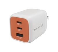 HyperJuice Flex - Adaptateur secteur - GaN - 65 watt - 3 connecteurs de sortie (2 x USB-C, USB) - orange vermillon - Europe