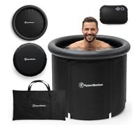 HyperMotion Baignoire à Morsure 330 L Pliable Cold Plunge Noir | balai de glace portable avec couvercle thermo-isolant, pompe, sac de transport, drain et coussin d'assise