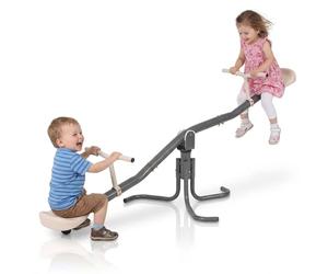 HyperMotion Balançoire De Jardin 2in1 Équilibre avec Rotation 360 Degrés pour Enfants Structure En Acier Stable avec Anneaux pour Jardin Beige