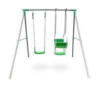HyperMotion Balançoire pour Enfants, Jeux de Jardin 3 Places, balançoires de Jardin pour Enfants, Cadre en Acier, Longueur réglable, Ancres de Montage, Vert