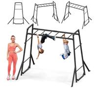 HyperMotion Échelle de Gymnastique d’Extérieur en Métal pour Enfants et Adultes; Structure Solide avec Ancrage au Sol; Résistante aux Intempéries; Charge Max 200 kg; Design Noir pour Jardin
