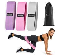 HyperMotion Élastique Musculation, 3 Bandes pour Fessiers 14/22/31 kg | bandes de résistance, 76 x 8 cm, polyester/coton/latex, 3 niveaux, 0,37 kg, gris clair, rose, violet, pour fessiers