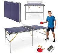 HyperMotion HYP32 Table de Ping Pong Pliante pour Enfants et Adultes, Modèle Compact d’Intérieur avec Filet, Raquettes et Balles, Facile à Transporter