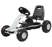 HyperMotion Karts pour Enfants Voiture à Pédales de 3 à 5 Ans - Go Kart Buggy Katring Quad 2 Freins à Main sur Roues Arrières - 4 Roues métal + Plastique, Gris