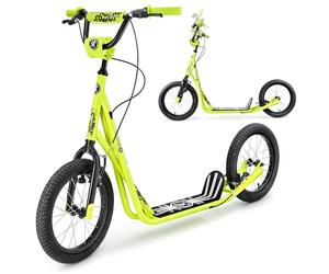HyperMotion Runkie Trottinette Urbaine 16 Pouces Roues Gonflables, Guidon Réglable, Double Frein Manuel, Modèle pour Enfants dès 8 Ans, Adolescents et Adultes, Jaune