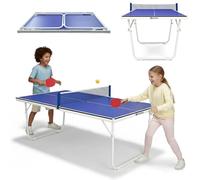 HyperMotion Table de Ping-Pong Pliante pour la Maison, Table Compacte de Tennis de Table Indoor pour Jeu Récréatif, Design Gain de Place avec Filet, 2 Raquettes et Balles, Table Familiale