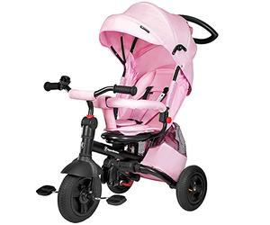 HyperMotion Tricycle Bébé Évolutif Tobi Velar - Vélo Évolutif 12 Mois à 5 Ans (25 kg), Poussette avec Canne, Siège Pivotant, Roues Pompées, Habillage Pluie - Rose
