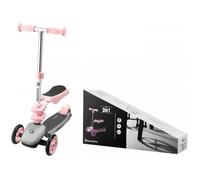 HyperMotion Trottinette 3 en 1 Multifonction Siège pour Petit Amovible Hauteur Guidon Réglable Matériau Léger - Roues Stables -Rose