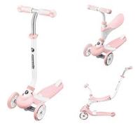 HyperMotion Trottinette Enfant Évolutive 50 KG Max Modulable 5 en 1 Draisienne Vélo Poussoir Siège Amovible Repose-pieds Selle Volant Réglable Rose Rose G