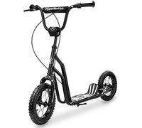 HyperMotion Trottinette Enfant Viva 12 - Cadre Acier, 2 Freins, Hauteur Réglable 78-85cm, Roues Gonflables 30cm, pour Enfants et Ados jusqu'à 50kg - Noire