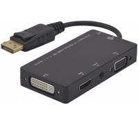 Hypertec 127377-HY câble vidéo et adaptateur DisplayPort DVI-D + VGA (D-Sub) + HDMI Noir