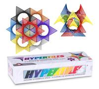Hypertile Jeu de Construction Hyperbolique - Aventure STEM 3D 7,6 x 7,6 cm : 48 Tuiles & 80 Connecteurs pour Logique & Créativité - Formes Flexibles - par Fun in Motion Toys