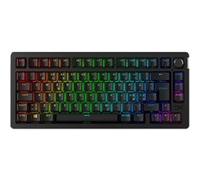 HyperX Alloy Rise - Clavier - 1000 Hz polling rate, 100% anti-ghosting, 80 million keypresses - 75% - rétroéclairé - sans fil - 2.4 GHz, Bluetooth, USB-C - US - commutateur : HyperX Linear - noir G