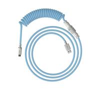 HyperX Câble spiralé : câble spiralé durable, design élégant, connecteur aviateur 5 broches, USB-C vers USB-A, bleu clair/blanc