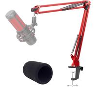 HyperX Quadcast Bras Micro,Pied Rouge de Micro Hyperx,Support de Microphone Hyperx avec Microphone Bonnette Anti Pop en Mousse pour Micro HyperX QuadCast et QuadCast s.[J710]