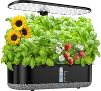 HYPOACE Système de culture hydroponique 14 gousses, jardin d'herbes aromatiques d'intérieur avec lampe de croissance à DEL, réservoir d'eau de 5 L, kit de culture hydroponique avec 3 minuteurs
