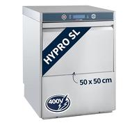HYPRO-GSM54SL Lave-vaisselle professionnel, panier 50 × 50 cm, avec doseur de nettoyage et de rinçage, pompe de vidange et d'augmentation de la pression, 400 V, en acier inoxydable, fabriqué en Europe