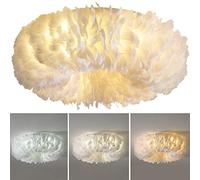 HYQJUNE E27 Nordic Creative Lampe De Plafond Personnalité Romantique Plume Restaurant Plafonnier Salon Tissu Luminaire pour Enfants Chambre Suspension Lumière Princesse Chambre Chambre Lustre,50cm