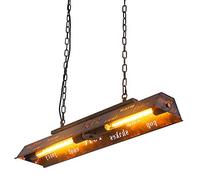 HYQJUNE Rétro Pendentif Lampe Vintage Pendante Lumière Fer Style Lettres Lustre Hauteur Réglable Suspension Lampe Industrielle Chandelier Restaurant Salon Cuisine Bar Suspension Plafonnier L80cm